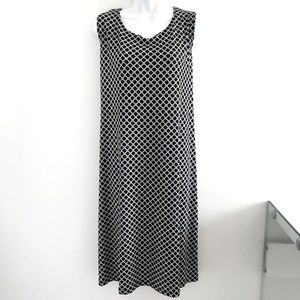 Nina Leonard Black and White Checkered Sleeveless Plus Size Dress